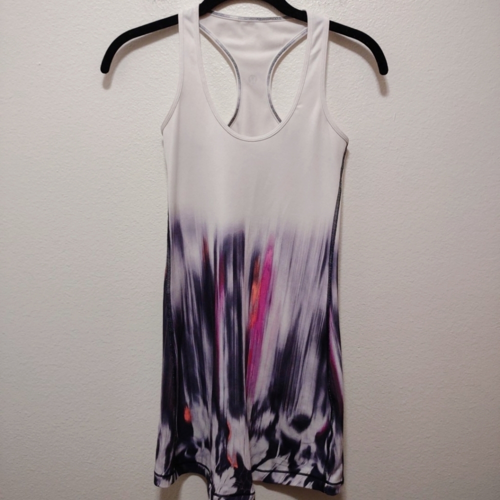 Lululemon White & Purple Racerback Workout Tank Top